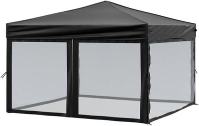Partytent Inklapbaar - Feesttent Vouwbaar - Buitenfeest Organiseren - Met Zijwanden - 3x3 Meter - Zwart