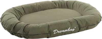 Flamingo Hondenkussen Dreambay® Ovaal olijfgroen - 100 x 75 x 15cm - Wasbaar - Afneembare hoes met rits - Waterafstotend - Ideaal voor Border Collie, Shetland Sheepdog, Beagle, Cocker Spaniel & Whippet enz..