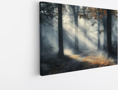 Saammp Canvas Schilderij - Natuur - Bos met paarse bloemen - landschappen - 45x30 - Foto op canvas - Wanddecoratie - Muurdecoratie Woonkamer - Slaapkamer decoratie - Canvas Print