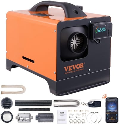 Draagbare Dieselverwarming - 12V - 8kW - Standkachel voor Camper en Auto - Dieselluchtverwarmer met LCD & Bluetooth - Inclusief Afstandsbediening - 5 Liter Tank - Standkachel - Verstelbaar 8-36 °C - Efficiënte Verwarming voor Caravan en Garage