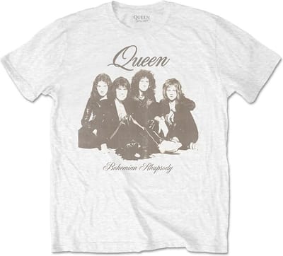 Queen Heren Tshirt -S- Bo Rhap Portrait Wit
