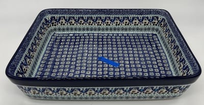 Bunzlau keramiek rechthoekige ovenschaal blauw patroon