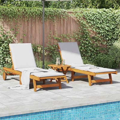 vidaXL - Ligbedden - 2 - st - met - tafel - massief - acaciahout