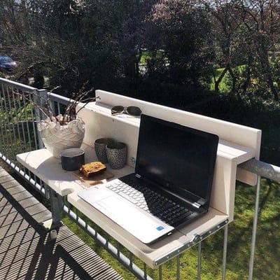 GoudmetHout® Balkontafel Hangend & Inklapbaar - 99 cm Hout - Inklapbare Balkonbar - Klap tafel Klein - Hangtafel Balkon Buiten - Relingdikte vanaf 14 t/m 16 cm - Bijzet tafeltje - White Wash
