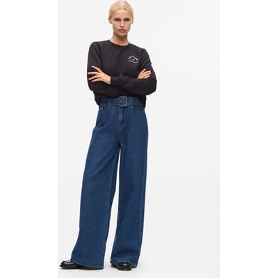 Karl Lagerfeld Belted Wide Leg Denim Pants Dark Blue Taglia: W29 | Pantaloni Outlet | Donna | Blu