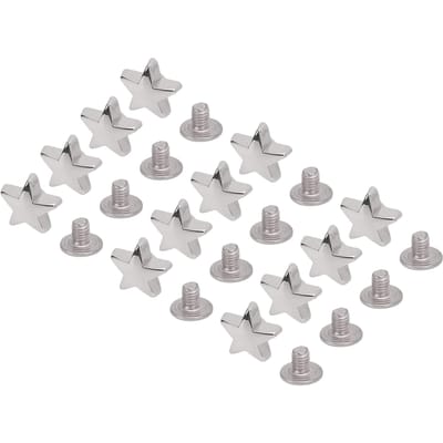50 Sets Lederen Klinknagels Schroeven Set 10mm Vijfpuntige Ster Klinknagel 4.5mm PH Schroef Kit voor Leerbewerking zilver