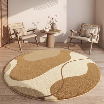 Décoration de salon style moderne Tapis rond Tapis en peluche épaissie pour chambre à coucher Maison Tapis de sol doux et moelleux Tapis lavable de chevet 80x80CM