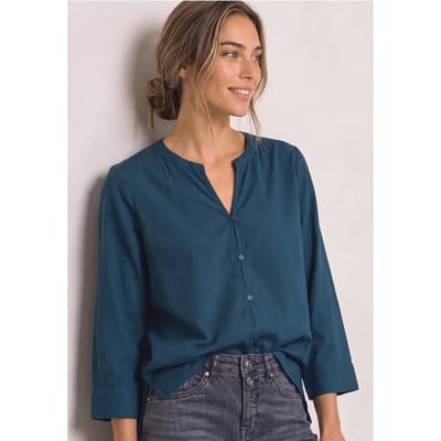 Blouse met 3/4-mouwen en split in de hals