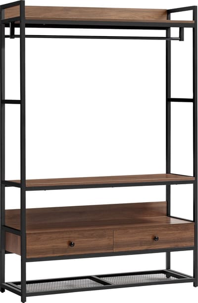 Kledingrek Isen 180x120x40 cm zwart en walnootkleurig [en.casa]