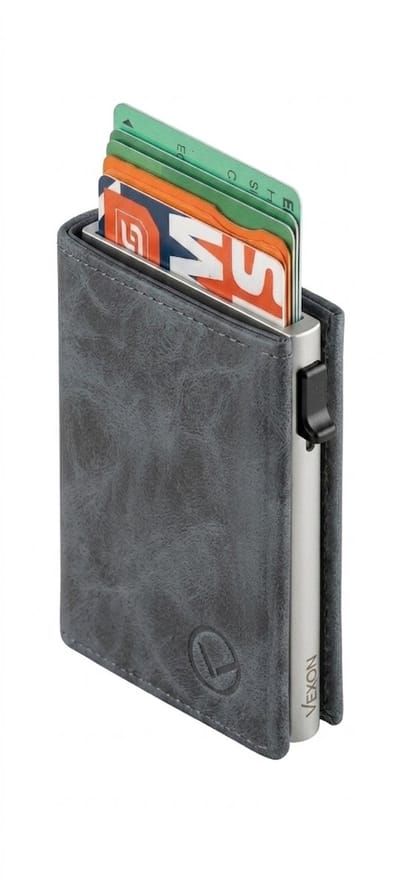 VEXON Lion - Wallet Pro - Premium Wallet Classic - Pasjeshouder Grijs - Kaarthouder - Met Rits - 10 Pasjes, Briefgeld en Muntgeld - RFID Creditcardhouder - Mannen en Vrouwen Portemonnee - Uitschuifbaar - Graphite