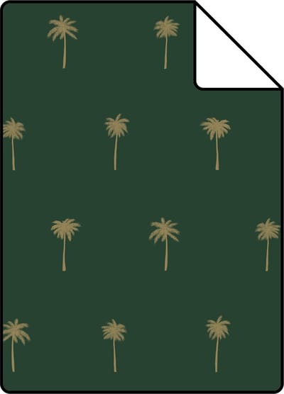 Proefstaal ESTAhome behang palmbomen emerald groen en goud - 26.5 x 21 cm - 139160-S