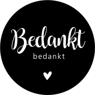 Sluitsticker - Sluitzegel – Bedankt | Zwart – Wit - Hartje | Bedankje – Envelop | Chique | Envelop stickers | Cadeau – Gift – Cadeauzakje – Traktatie | Chique inpakken | DH Collection