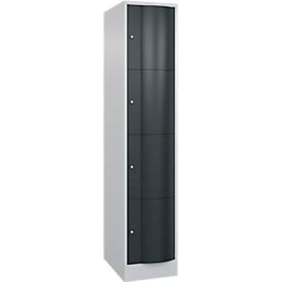 C+P Resisto lockerkast, 1 vak, 4 vakken, B 396 x D 640 x H 1950 mm, lichtgrijs/antracietgrijs