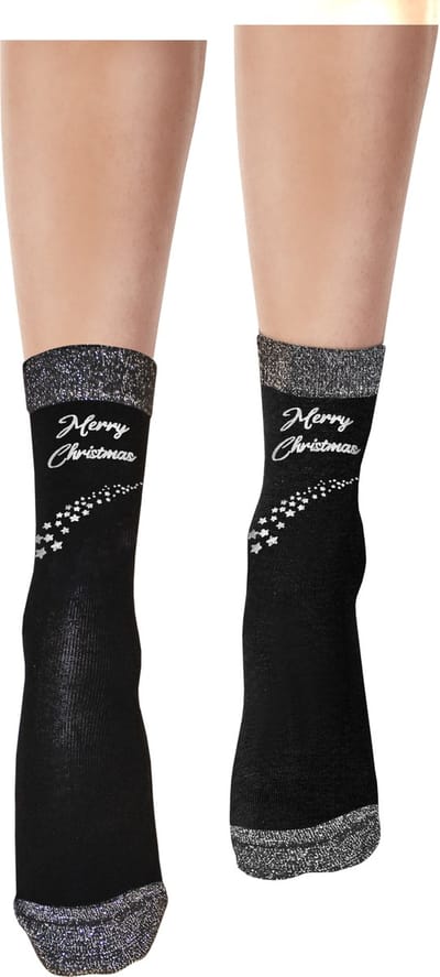 Pretty Polly Sokken - Kerst - Christmas - Dames Kerst Sokken - Design - Merry Christmas - one size - Zwart/Mix