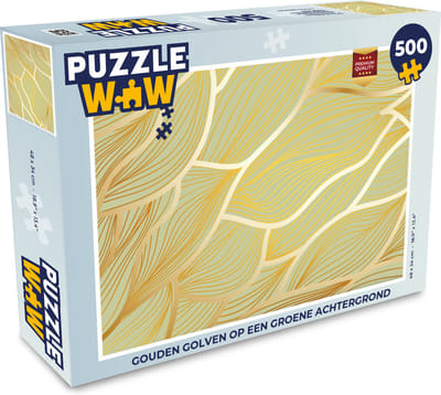 Puzzel Gouden golven op een groene achtergrond - Legpuzzel - Puzzel 500 stukjes