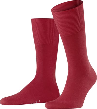 FALKE Airport eenkleurig wol katoen sokken heren rood - maat 45-46