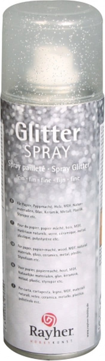 Rayher Verf spray - zilver met glitters - 125 ml - voor papier/glas/keramiek/metaal/plastic