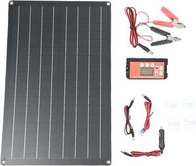 Zonnepaneel Set - Zonnebatterijlader - Accu Onderhoud - Hoge Energieconversie - 30W - Zwart