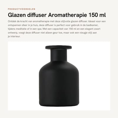 Dailygoods- Diffuser 150 ml - Glazen Fles - Aromatherapie - Parfum Accessoires - Rietstokjes - Veilig in Gebruik - Duurzaam Materiaal - Geurverspreider