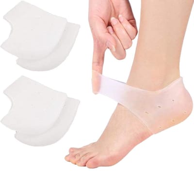 2 paar hielbeschermers van gel, inzetstukken tegen plantaire fasciitis, kussen van pure siliconen, verlicht hielpijn en gebarsten hielen