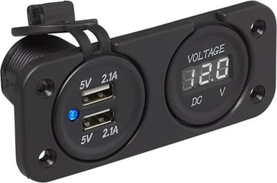 ProPlus Inbouw voltmeter met dubbele USB poort - 6-30V - 2 x 2100mA - 12/24V