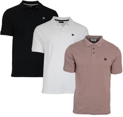 3-Pack Donnay - Polo (Noah) - Sportpolo - Heren - Black/White/Taupe Grey (737) - maat M