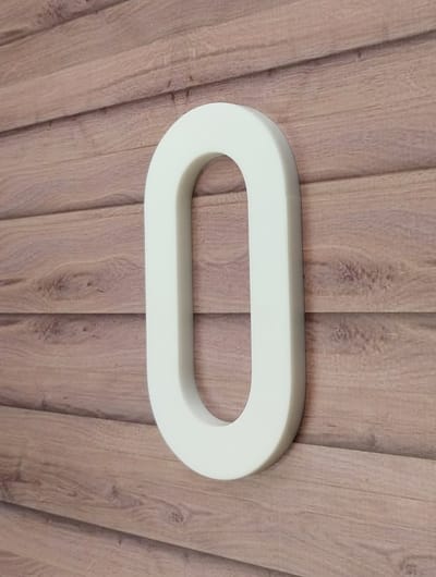 Huisnummer wit nr. 0 - cijfer 25cm hoog - 8mm dik - kleur wit mat - DIN