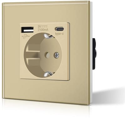 Wandstopcontact met USB en type C - 3-in-1 inbouwstopcontact met oplaadstation