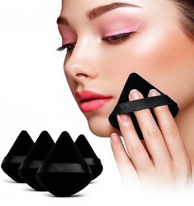 Set van 5 Powder Puff Driehoekige Make-Up Sponsjes I Beauty Blender I Poederdons I Foundation Blender I Zwart