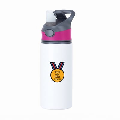 Hacebo® - liefste oom van de wereld waterfles met rietje roze - Oom - de liefste oom - verjaardagscadeau - verjaardag - cadeau - cadeautje voor oom - oom artikelen - kado - geschenk - gift - water fles - 650ML