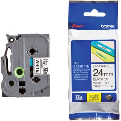 Labeltape Brother P-touch TZe-251 standaard 24mm zwart op wit