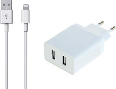OneOne 2.4A lader met 2 poorten + 1,5m OneOne Lightning kabel. Universele oplader adapter past op Apple iPhone 14 Plus, iPad Mini 1, iPad Mini 2, iPad Mini 3, iPad Mini 4, iPad Mini 5, iPad Air, iPad Air 2, iPad Air 3