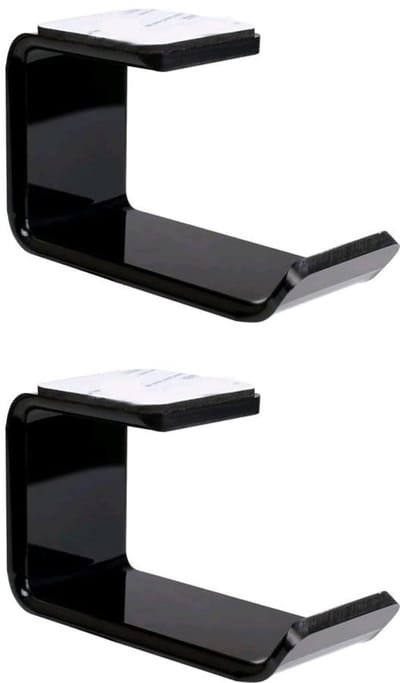 Allecto - Hoofdtelefoonstandaard - Onder tafel houder - Sterke kleefband - Zwart - Universeel voor alle hoofdtelefoons - Perfect voor kantoor en ga...