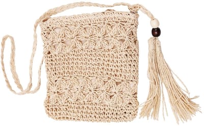 Dailygoods- Strandtas Met Rits - Handgemaakte Stro Tas - Bohemian Schoudertas - Mini Handtas - Zachte Textuur - Geschikt Voor Vrije Tijd