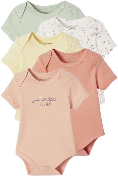 Vertbaudet Set met 5 rompers korte mouwen
