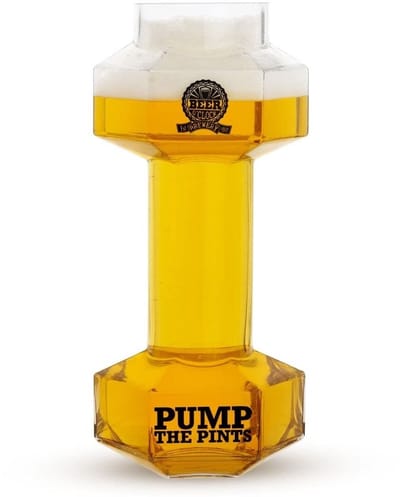 Dailygoods- Bierglas 650ml - Haltervormig - Ergonomisch - Fitnessaccessoire - Uniek ontwerp - Verfrissend drankje - Fitnessglas