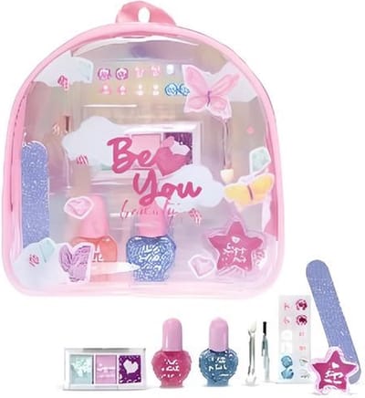 Casuelle `BeYou` cosmetica rugzak, cosmetica rugzakje, doorzichtig, kids make-up, meisjes make-up in rugzakje, transparant, speelgoed make-up