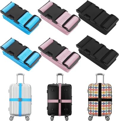 Kleurrijke Kofferbanden Set van 6, Verstelbare Bagagebanden met Gesp, Ideaal voor Reisaccessoires en Luggage Organisatie