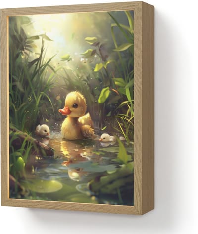 Nachtlampje 30x40 cm - Kinder lamp - Eendjes - Dieren - Natuur - Tafellamp kinderkamer draadloos - Slaapkamer lampje - Bedlamp kinderen - Kinderlampje - Wandlamp babykamer - Nachtlampjes