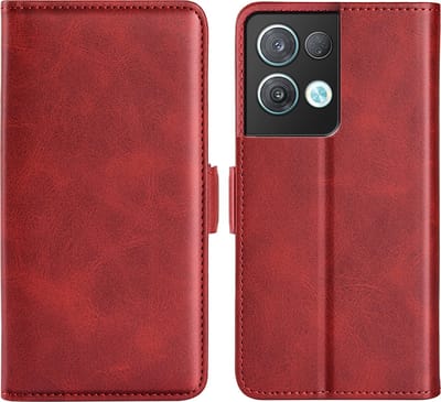 MobyDefend Hoesje - Geschikt voor Oppo Reno 8 Pro - Luxe Wallet Book Case (Sluiting Zijkant) - Rood