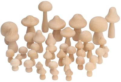 Dailygoods- Paddenstoelen Decoratieset - 40 Stuks - Onafgewerkte Houten Paddenstoelen - Schima Superba - Duurzaam Materiaal - Voor Tuindecoratie - Decoratie