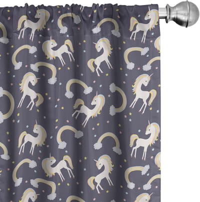 ABAKUHAUS Unicorn-Party gordijnen – 2x75x175 cm – microvezel, multicolor