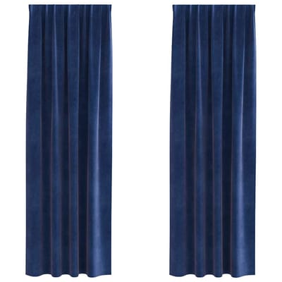 vidaXL - Zwarte - Luxe - Gordijnen - met - Top - Tape - 2 - stuks - Donkerblauw - Fluweel
