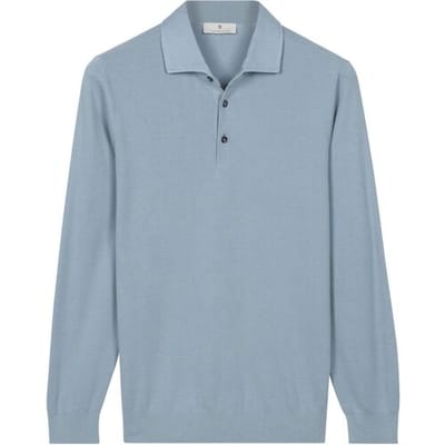 Thomas Maine Trui Solid Color Half Milano Knit Licht Blauw / male