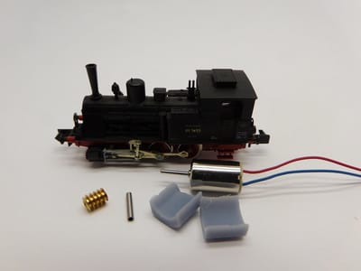 micromotor NA034G motor ombouwset voor Arnold DR BR 89.6, DB SJ BR 89.7, KPEV T3, Bentheimer Eisenbahn T3