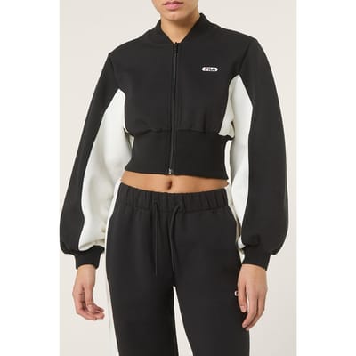 FILA Lecore Cropped High Rib Scuba Track Jacket Black-egret Size: XS | Cropped Jackets Outlet | Dames | Zwart
