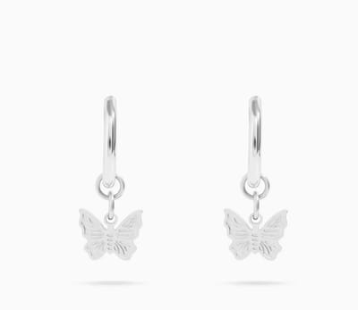 Vlinder Oorbellen - 2 Stuks - Kleur: Zilver - Vlinder / Butterfly - RVS / Roestvrij Staal - Hoge Kwaliteit - Oorbellen Set - Meerdere Oorbelgaatjes - Oorbellen / Earrings - Oor Versiering - Gouden Oorbellen - Dames / Vrouw - Cadeau