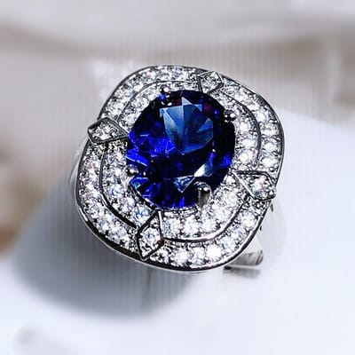 Japans en Koreaans Populaire Sieraden Micro Set Diamant Waterdruppel Zirkoon Gesimuleerde Diamant Bloemhoofd Ring Adjustable opening black