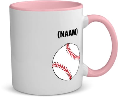 Akyol - honkbal met eigen naam koffiemok - theemok - roze - Honkbal - honkballer - sport - 350 ML inhoud