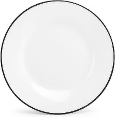 BonBistro Plat bord 15cm black rim Basic White (Set van 6)